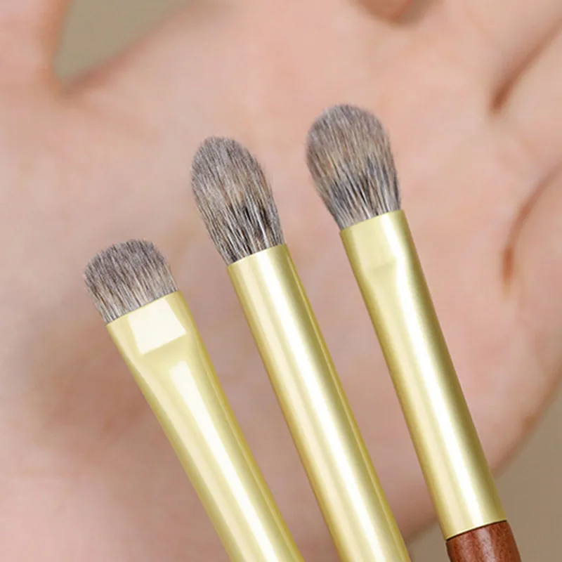 3pcs 다람쥐 Saibikoho 염소 머리 메이크업 브러쉬 키트 전문 수제 아이 섀도우 브러쉬 로즈우드 핸들 메이크업 브러쉬 세트