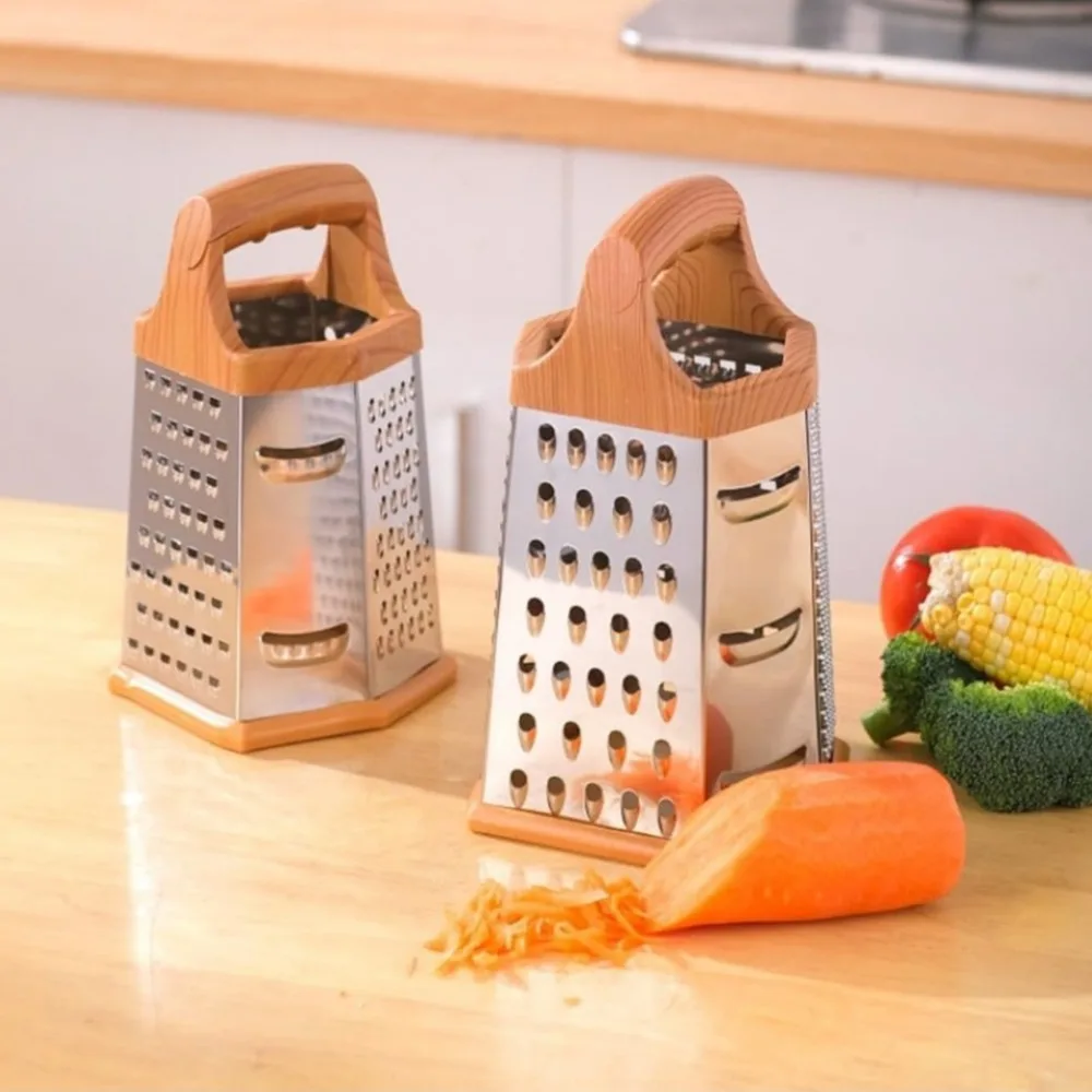 Stainless Steel Box Cheese Grater with Container Multi-sided Box Grater Handheld Food Chopper for Vegetable Ginger Cutting