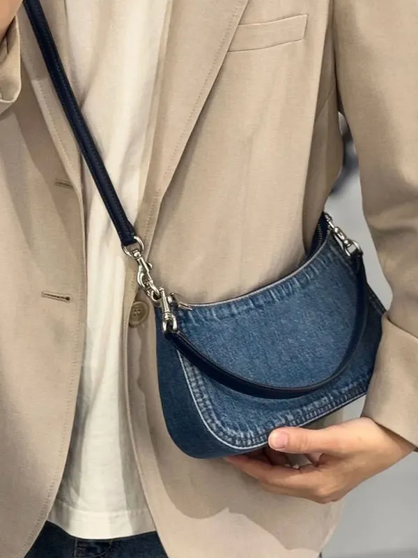 NEW Vintage Denim Shoulder Bag Women's Messenger Bag Multi-pockets Satchel Bags handbag  Ladies Crossbody Bag