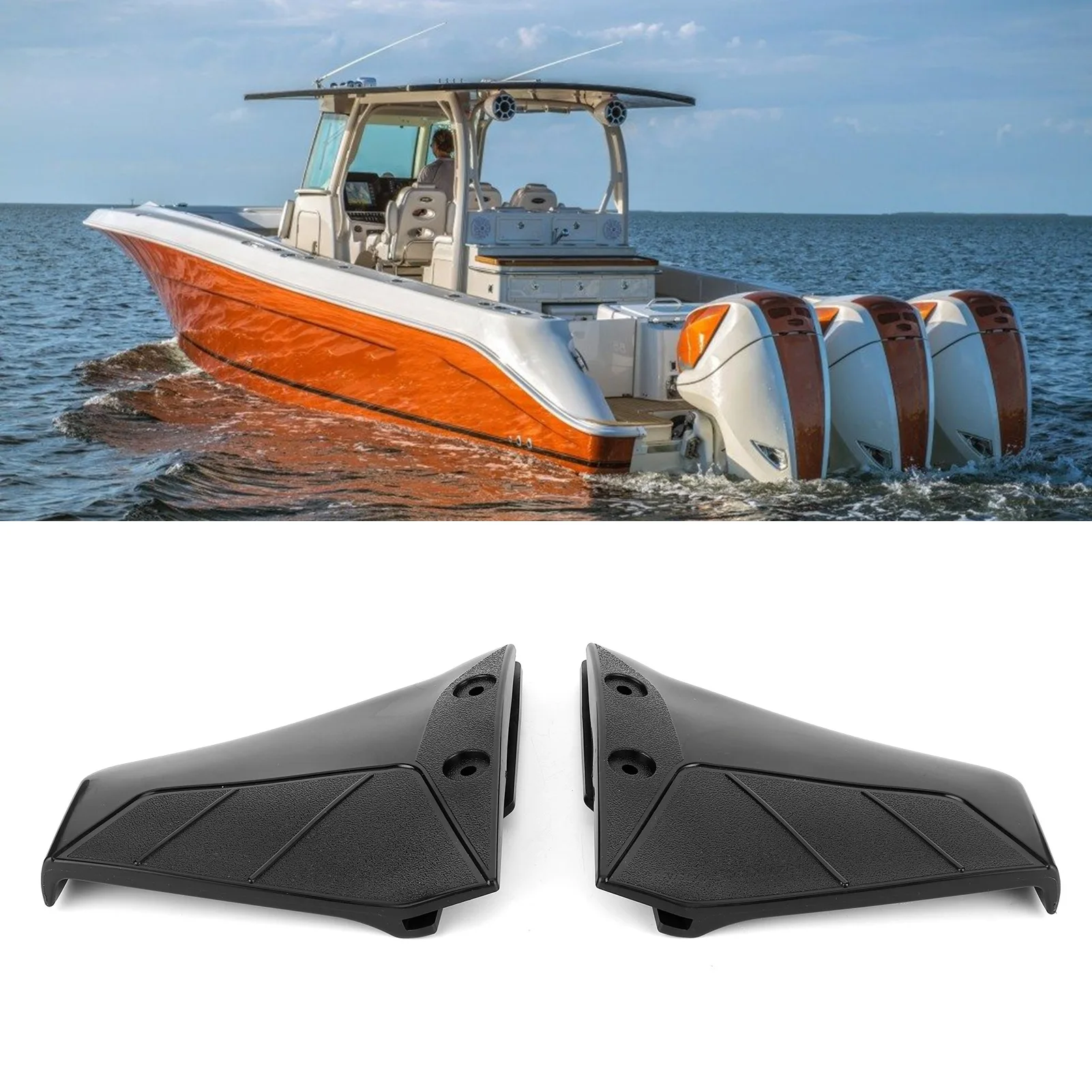 Boat Motor Hydrofoil Pair, Outboard Hydrofoil, 4-50HP Boat Motor Stabilizer, Durable ABS, For Skiers & Wakeboarders
