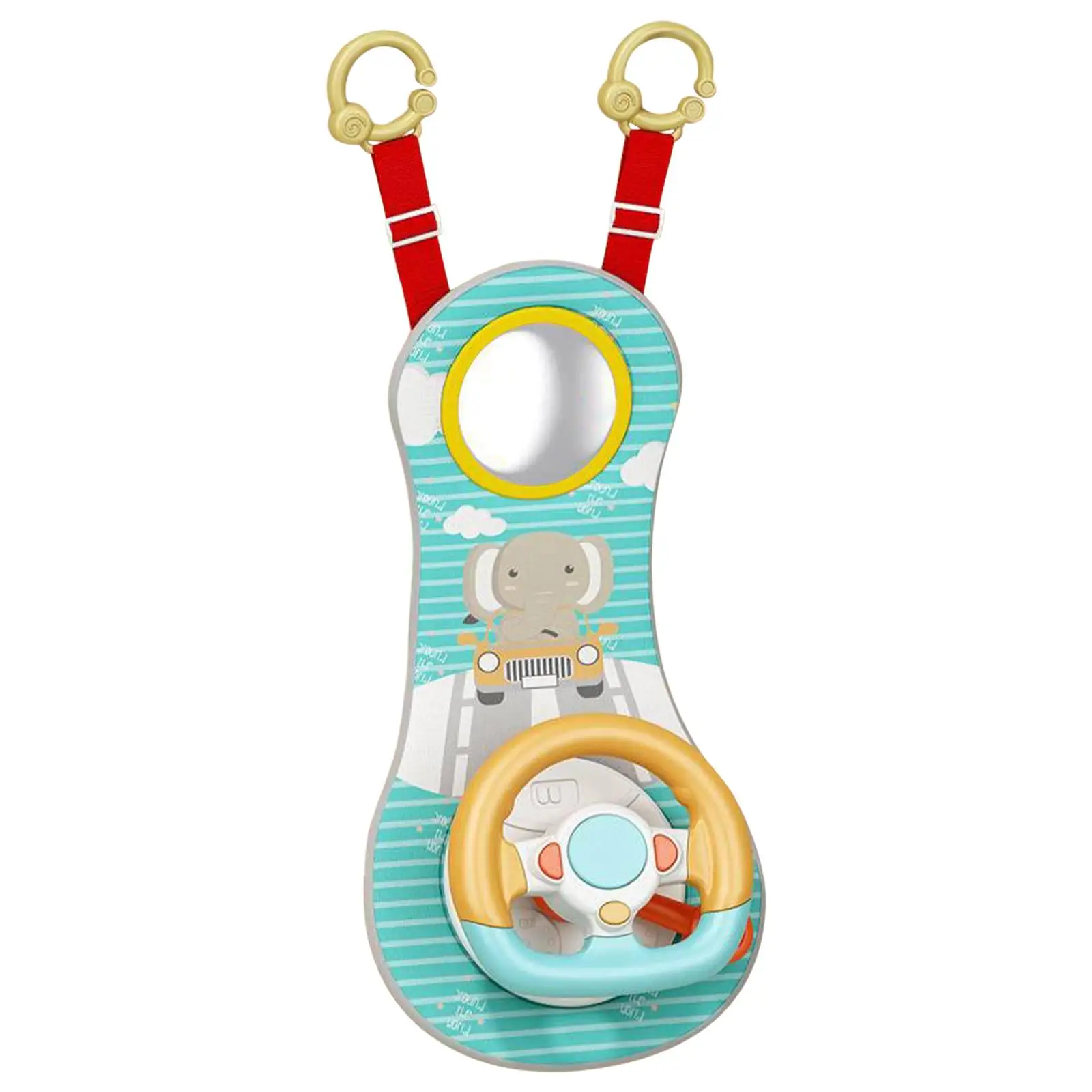 Baby Car Steering Wheel Toy Adjustable Interactive Games Driver Training Simulation Driving for Car Back Seat Batteries Powered 5