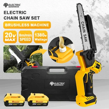 Fit Dewalt 20v Battery Cordless Mini Chain Saw 8 Inch Garden Chainsaw Woodworking Logging Saw Chainsaw Battery Set Power Tools