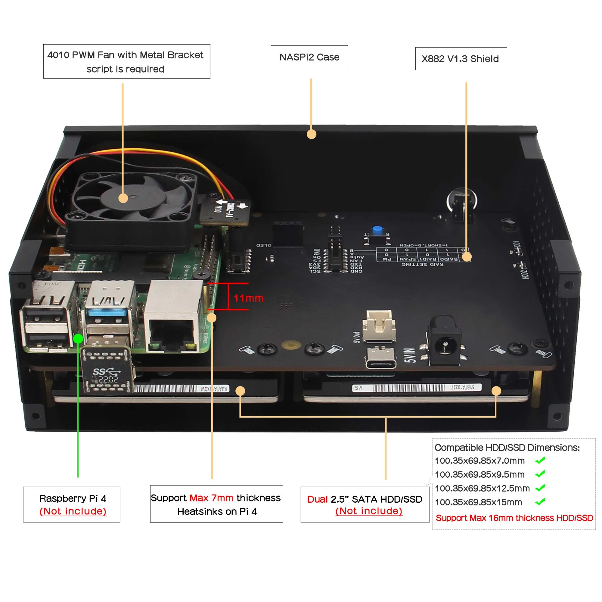 ssd placa escudo & caixa de metal