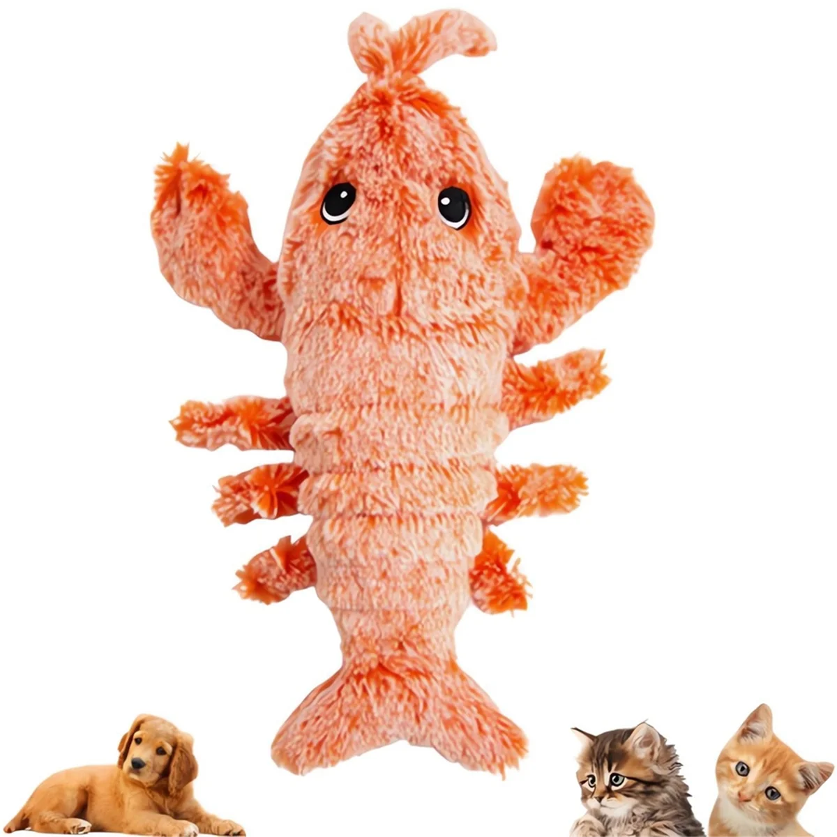 Floppy Lobster Dog Toys Plush Jumping Lobster Interactive Toy Motion Activated Moving Pet Toy Plush Pet Chew Toy