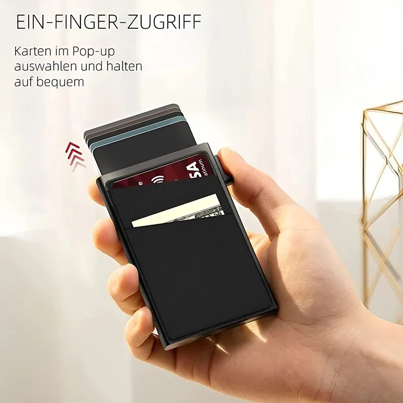 Men's Card Holder Ultra-thin Aluminum Wallet with RFID Protection and Coin Compartment 1
