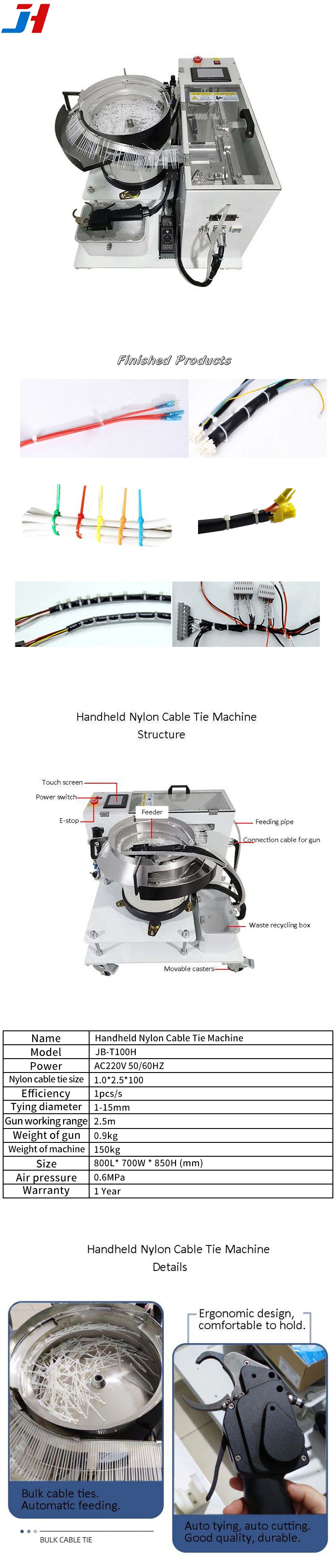 JH-T100H Handheld Automatic Nylon Cable Tie Gun 1pc/s Fast Tying for 100mm Ties,