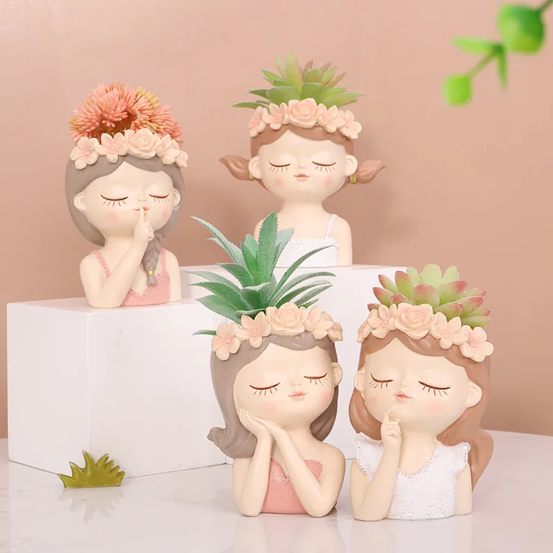

Artistic Flower Pots Adorable Girl for Plants Gift Decorative Planters Succulents Cactus Flowers Pot Decoration Planters
