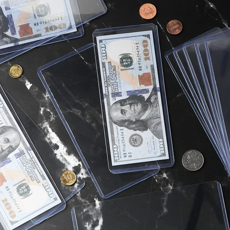 1/5pcs PVC Banknote Holder Transparent Hard Plastic Holder Suitable for Ordinary Banknotes, Notes and Stamps Collection 173*75mm