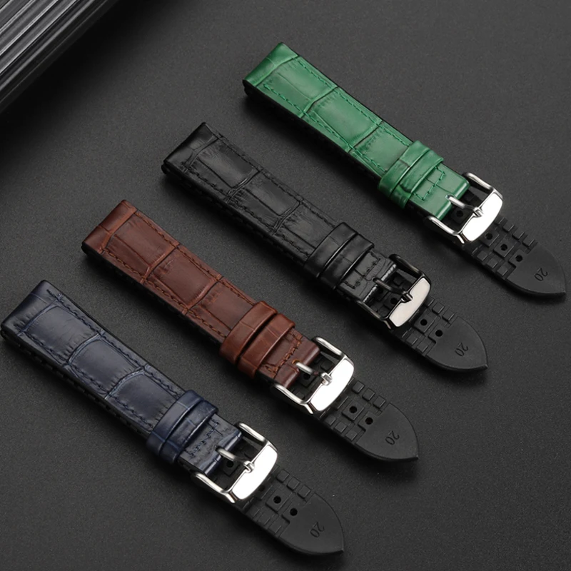 Premium Cowhide Leather Watch Strap with Butterfly Buckle - Various Sizes