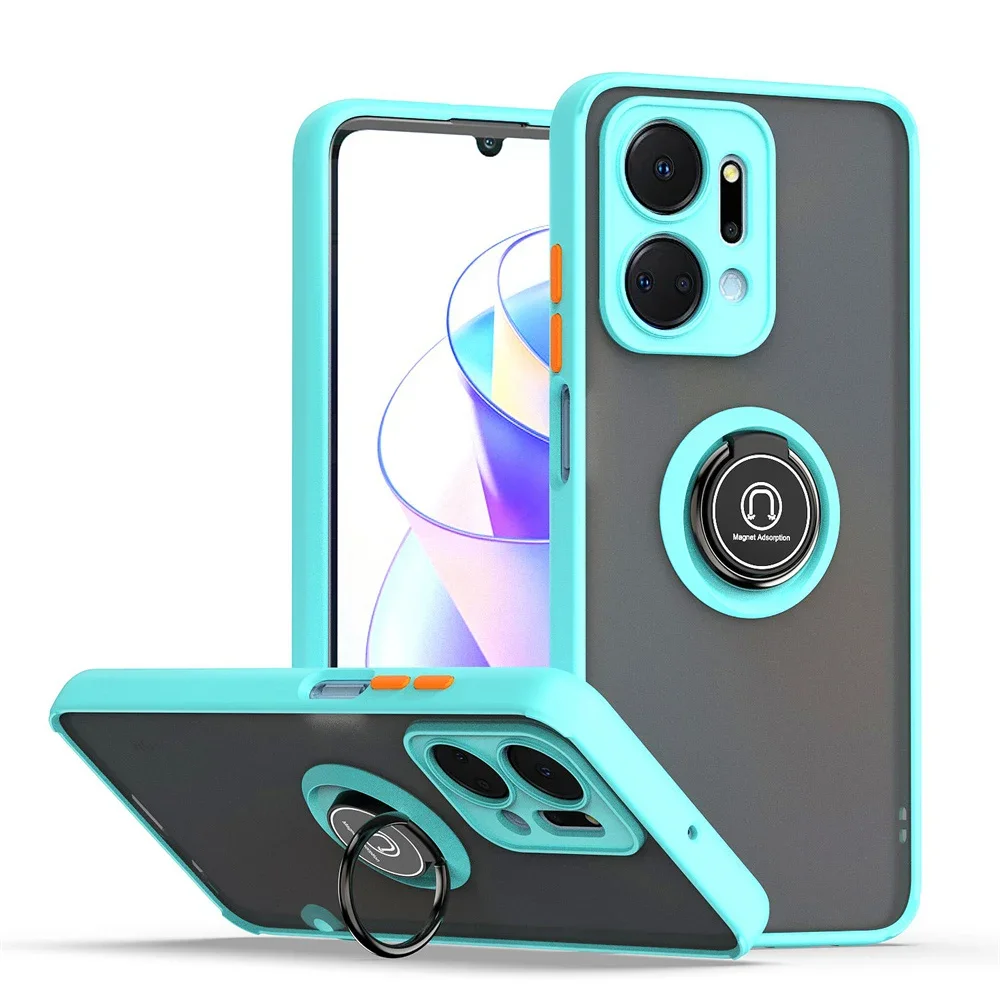 Shockproof Matte Case with Car Magnet Ring Holder Cover
