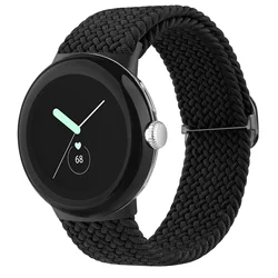 Braided Solo Loop Adjustable Elastic Strap for Smartwatch - Stylish Wristband Bracelet (Black)