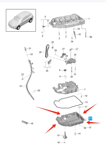 95810360000 aluminum material Engine Oil Pan For Porsche Macan 95B 2014-