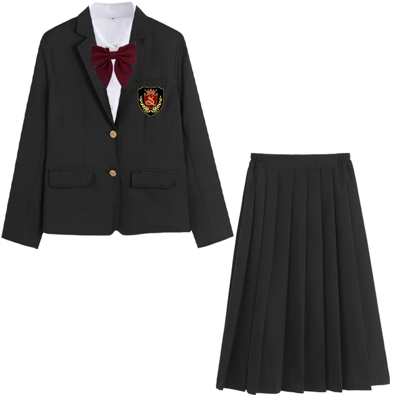 5 Piece Set Dk Jk Jacket Pleated Skirt Badge Japanese Korean Blazer
