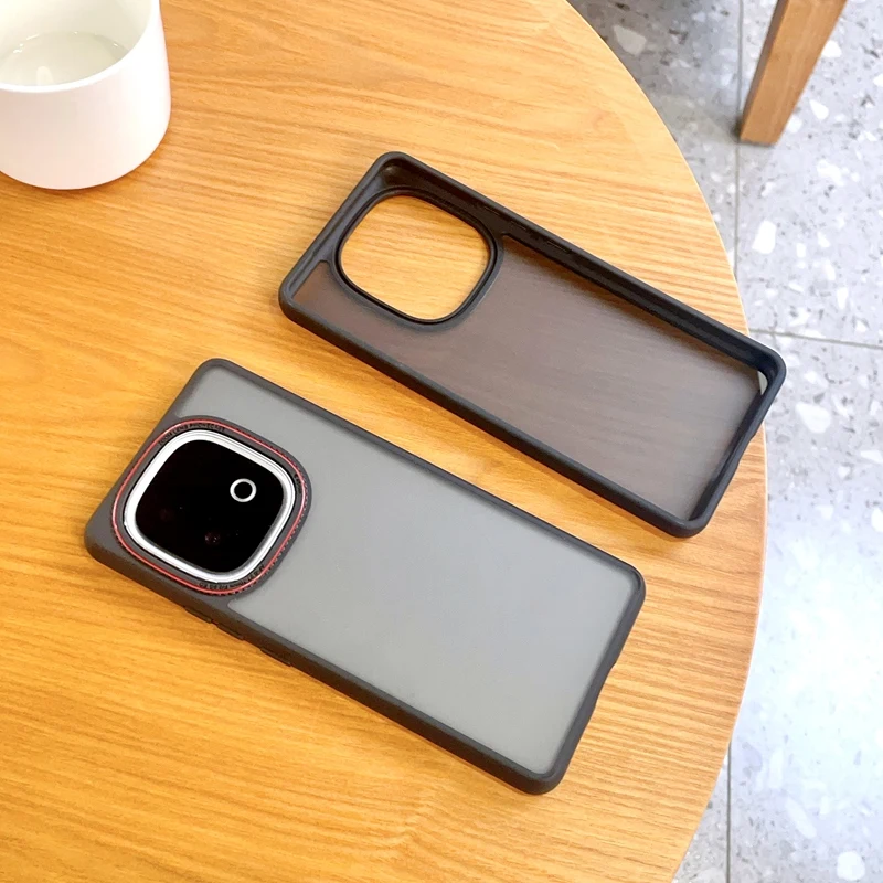 Translucent Matte Shockproof Frosted Case with Red Ring Lens
