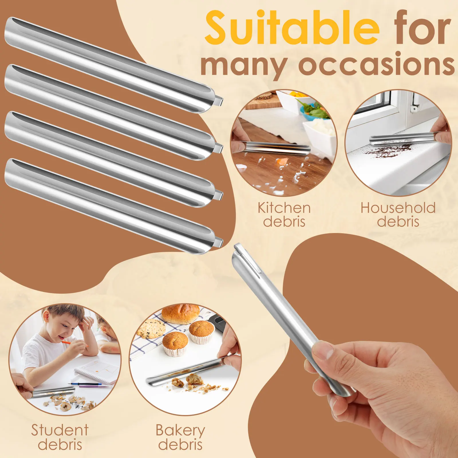 Stainless Steel Table Crumb Sweeper Kitchen Cleaner Scraper