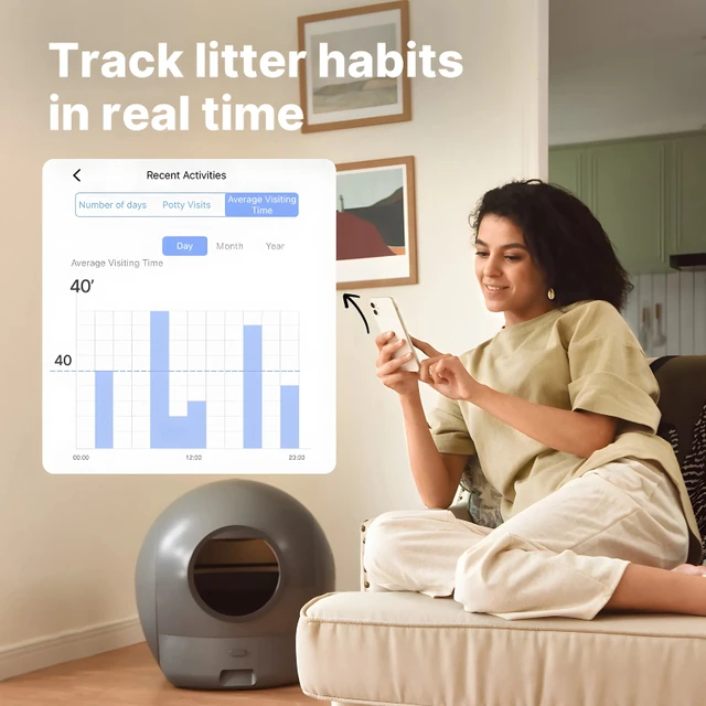 Elspet App Control Cat Litter Automatic Box With Artificial Rake Smart Selfcleaning Automatic Cat Litter Box 5