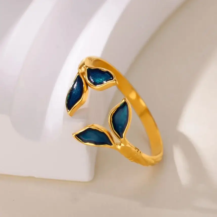 Fashion Ring Stainless Steel Adjustable Fish Tail Gold For Women