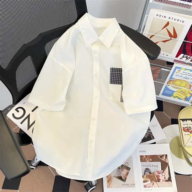 

Гавайская Мужская рубашка в стиле пэчворк, Контрастные мужские рубашки с коротким рукавом, Повседневная футболка большого размера, Мужская одежда, Z40, 2024