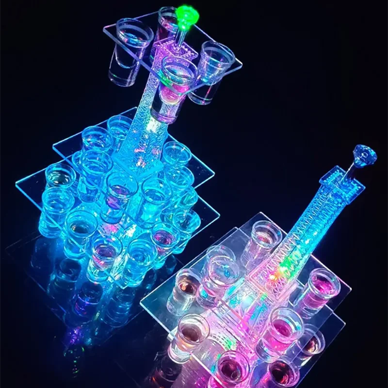 Party Decor Colorful Sparkling Eiffel Tower Cocktail Shelf Creative Charging Wine Cup Holder For Bar Birthday KTV Nightclub