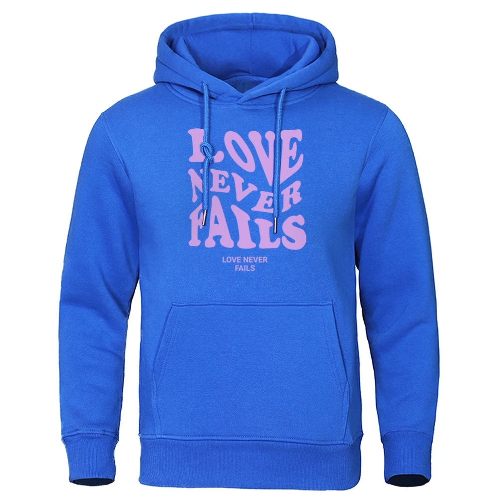 

Love Never Fails Creativity Letter Hoodies For Men New Fitness Sportswears Fleece Oversize Streetwear Autumn Crewneck Man Hoodie