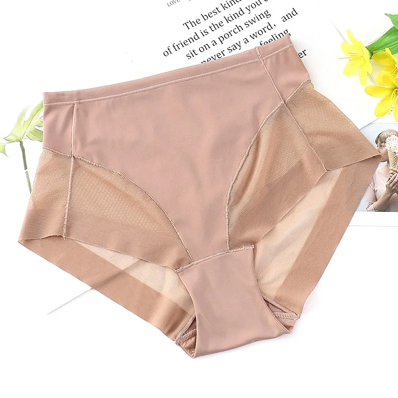 

Tummy Control Panties Women's Middle Waist Briefs Seamless Solid Color High Stretch Sexy Soft Underwear Patchwork Design