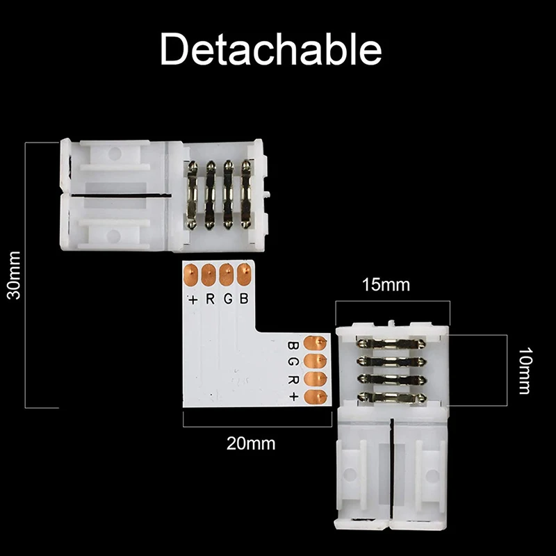 RGB Connector 4 Pin L Shape LED Extension Wire For Led Strip Light 5050