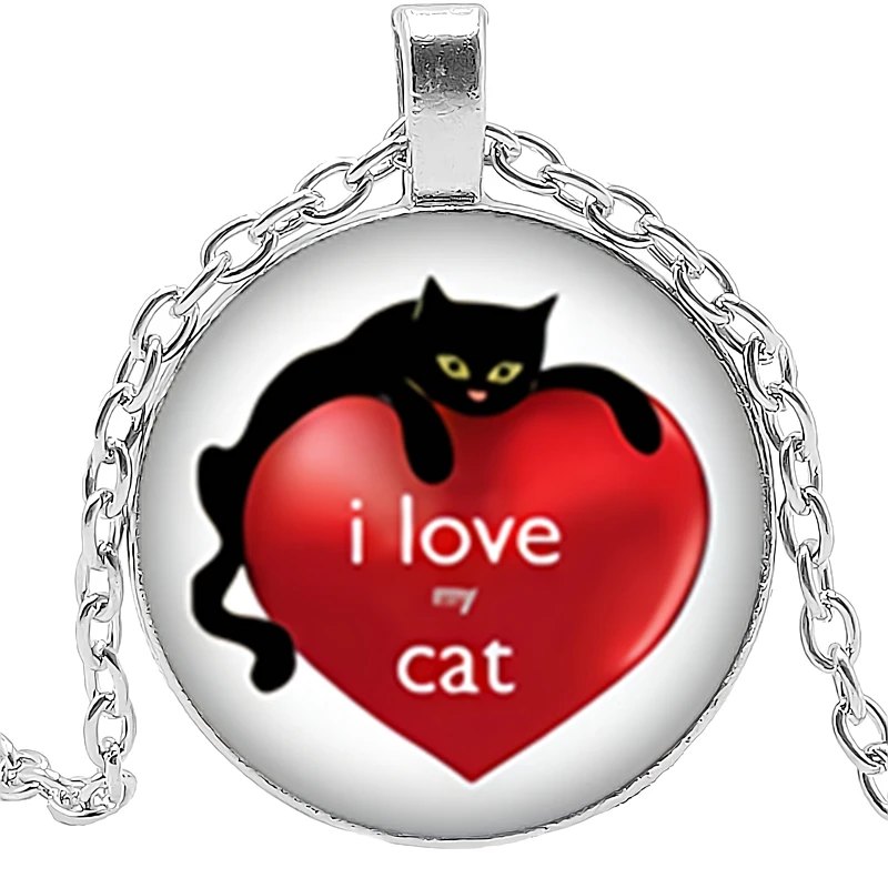 

2019 New Cartoon Anime Cute Cat Paws Glass Convex Round Pendant Necklace for Children's Gift Jewelry Necklace