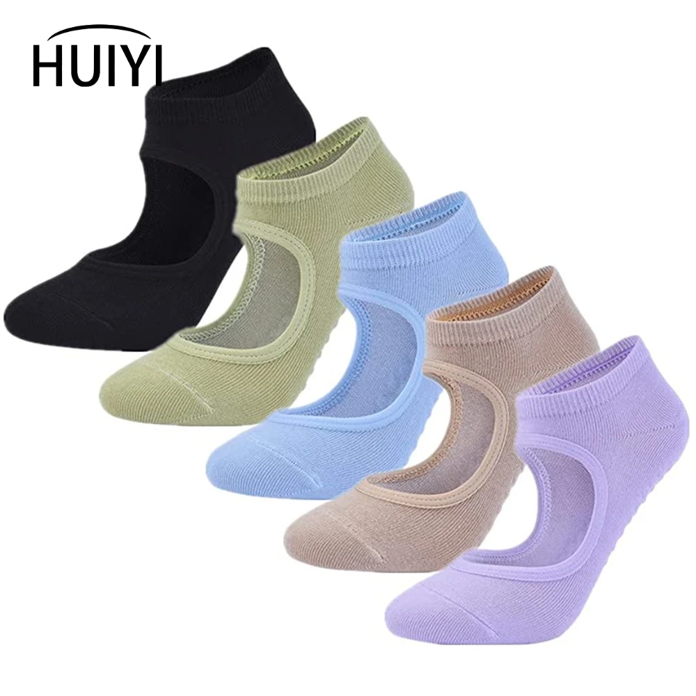 

1/5 Pairs Non-slip Yoga Socks for Women&Girls,Non-Skid Socks for Pilates, Ballet, Dance, Hospital Women Barefoot Workout