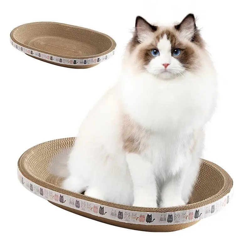Cat Scratching Board Oval-shaped Durable High-Density Cat Scratcher Cardboard Posts Grinding Claw Toys Cat Nest Cat Accessories