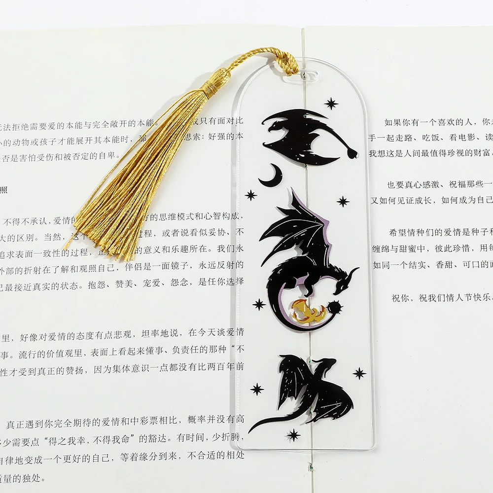 Black Dragon Acrylic Bookmarks Gift Set