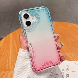 Gradient Colorful Neon Clear Case - Shockproof Transparent Cover with Contrast Colors - iPhone 14 (Light Blue Pink)