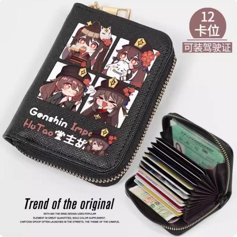 Anime Genshin Impact Hutao  Zipper Wallet Women Fold Bag Multi Card Coin Pocket Holder Fashion Wallet Gift