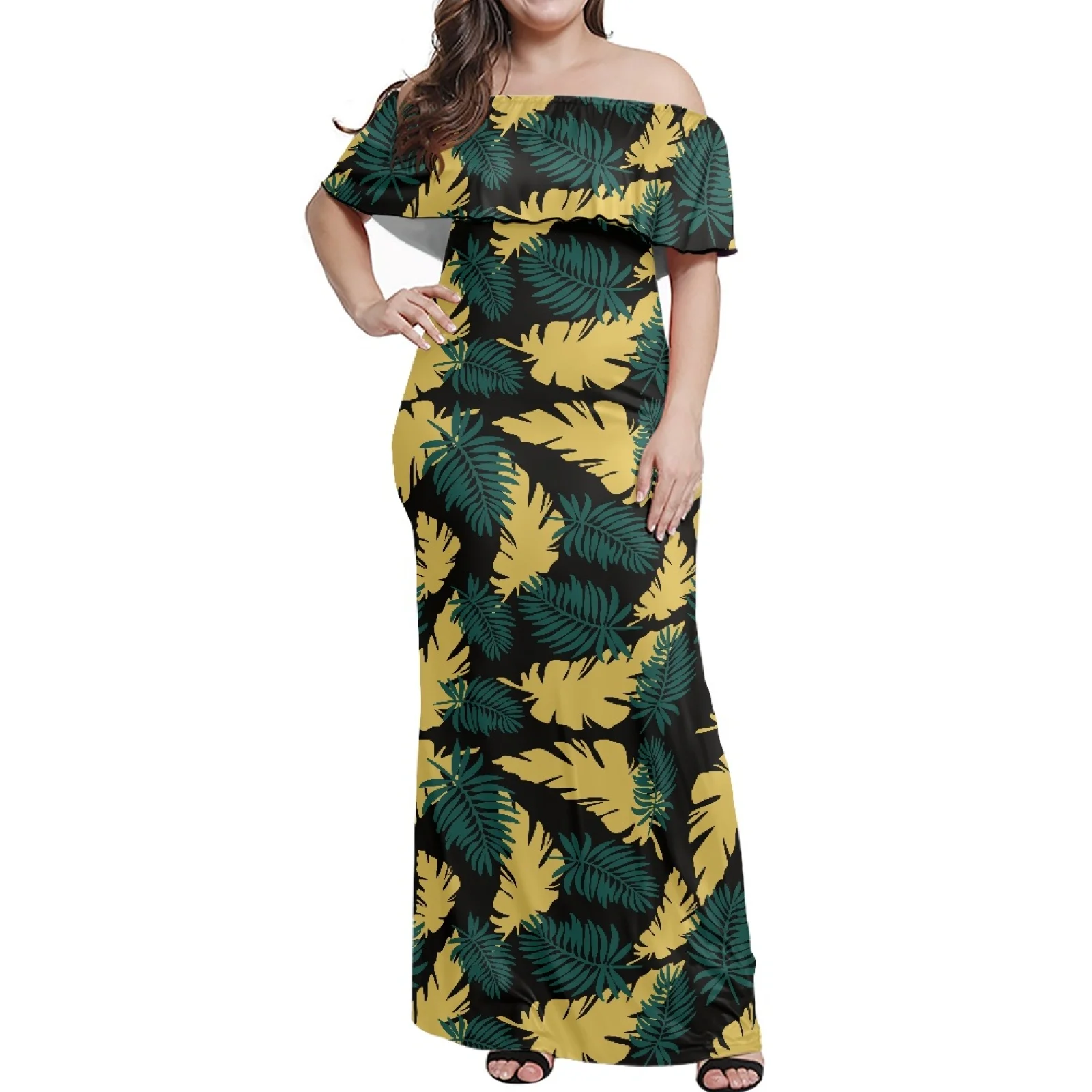 

Polynesian Tribal Pohnpei Totem Tattoo Prints Summer Silk Smooth ​Party Women Fashion Travel Seaside Office Banquet Dress Luxury