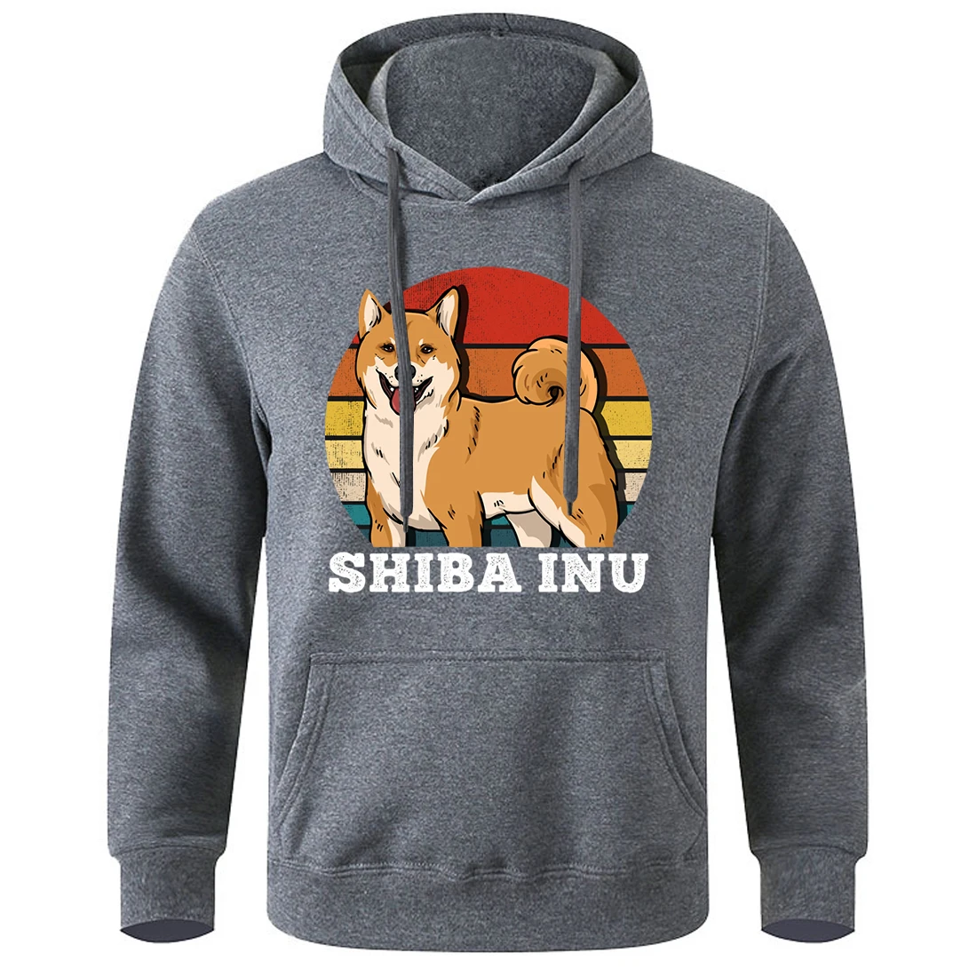 

Shiba Inu On Falling Background Printing Hoody Mens Breathable Soft Hooded Shirt Basic Casual Hoodies O-Neck Loose Sportswear