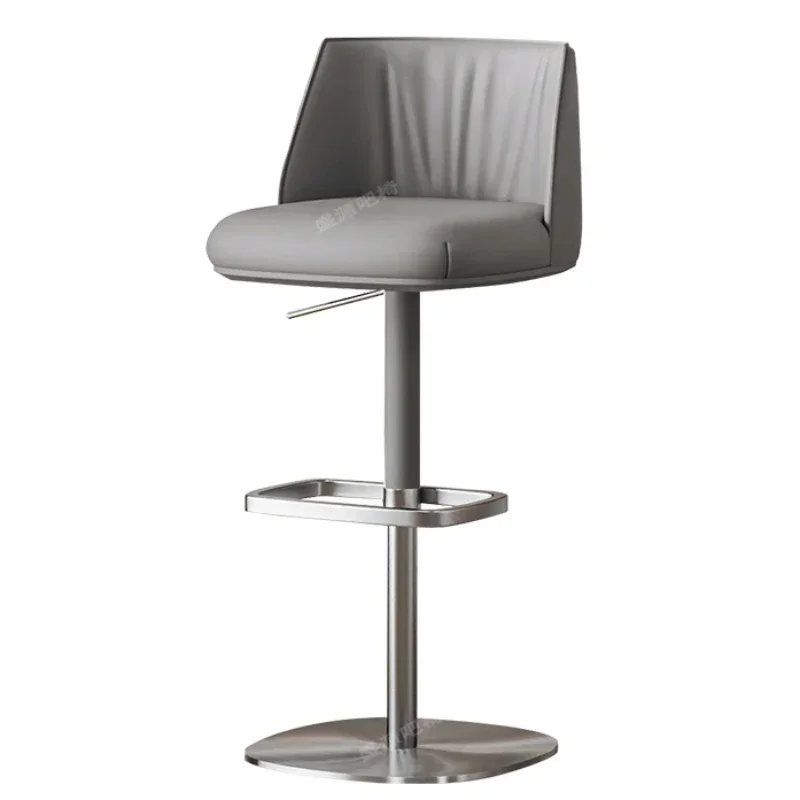 

Modern minimalist household luxury high stool Italian island table chair bar leather bar chair