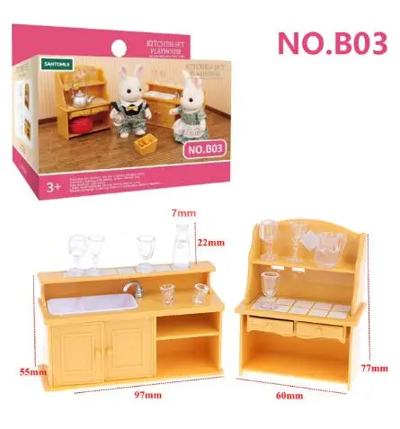 Woodland Animal Dollhouse Furniture Set: Miniature Bedroom, Kitchen, and Bathroom Accessories