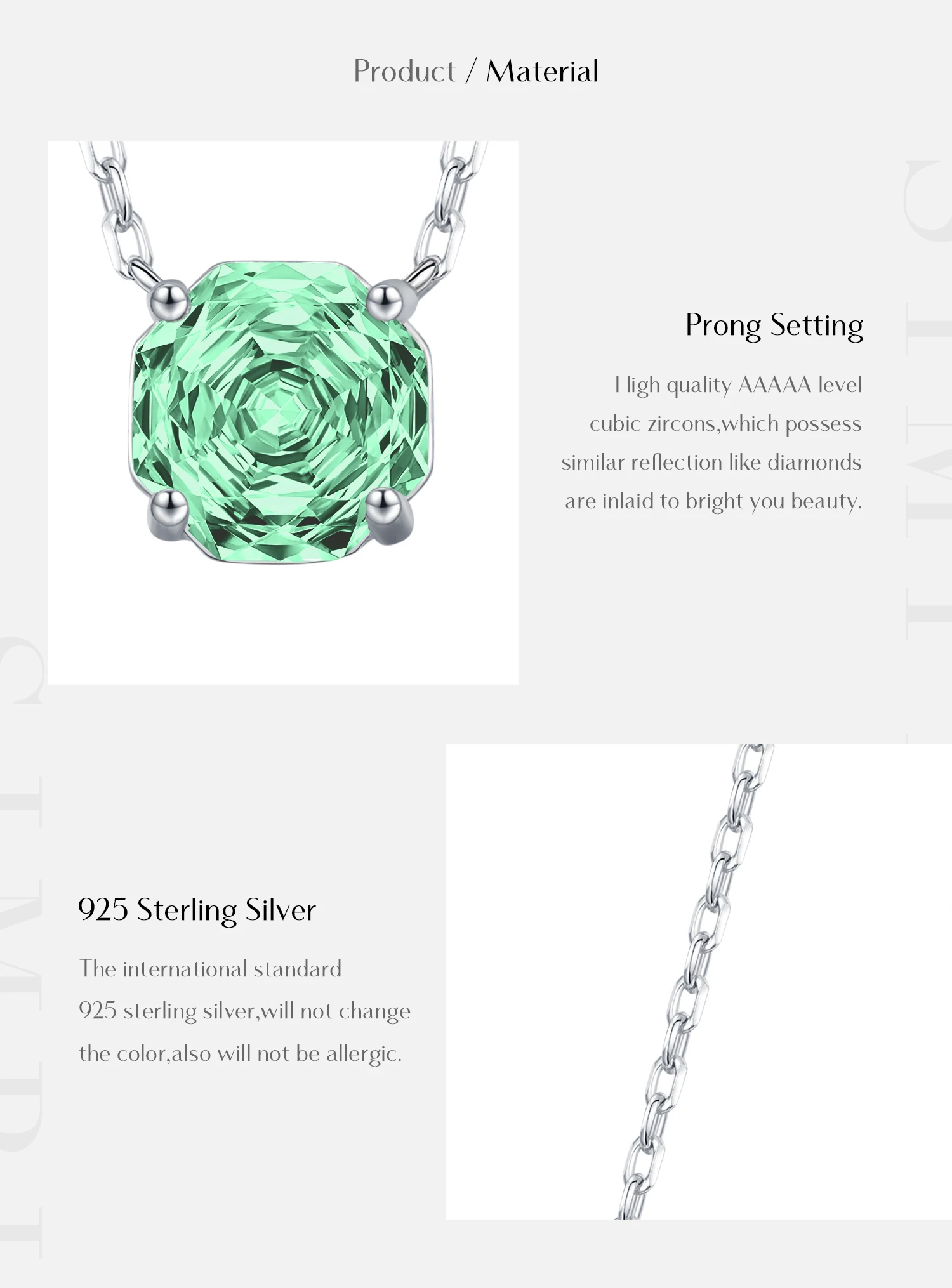 MODIAN Octagon Paraiba Farbe Anhänger Halskette 925 Sterling Silber Elegante Rose Cut CZ Halskette Für Frauen Edlen Schmuck – Detail 3