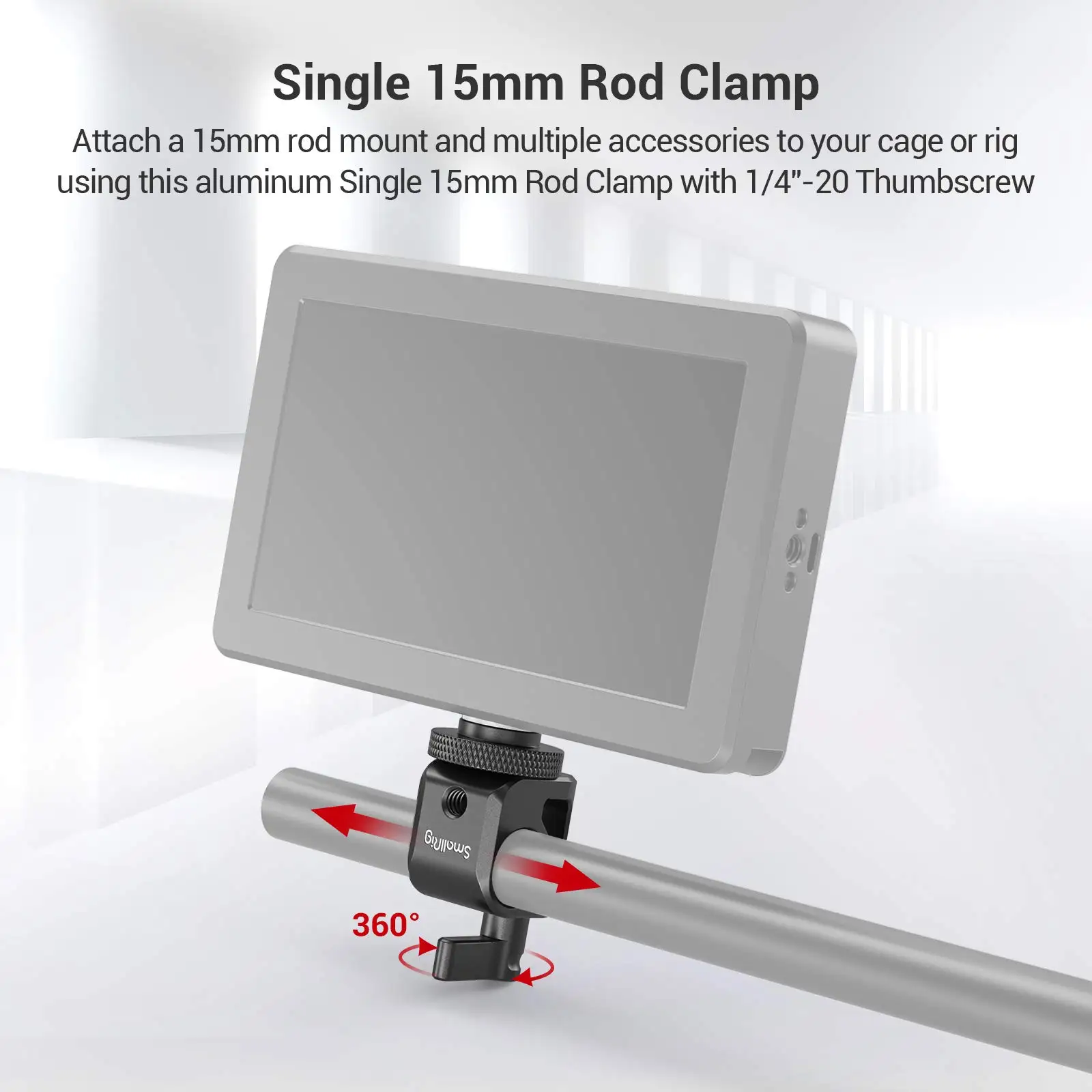 DSLR Rig System 15mm Rod Clamp with 1/4" Thread Hole to Attach Camera Microphone