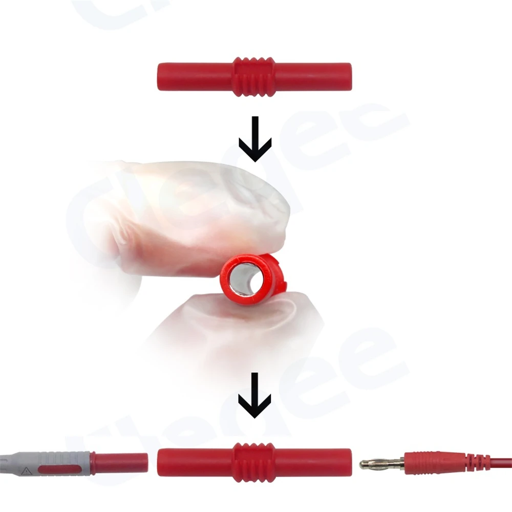 2020 Cleqee P7023 10pcs 4mm 바나나 소켓 암 어댑터 확장 절연 바나나 플러그 커플러