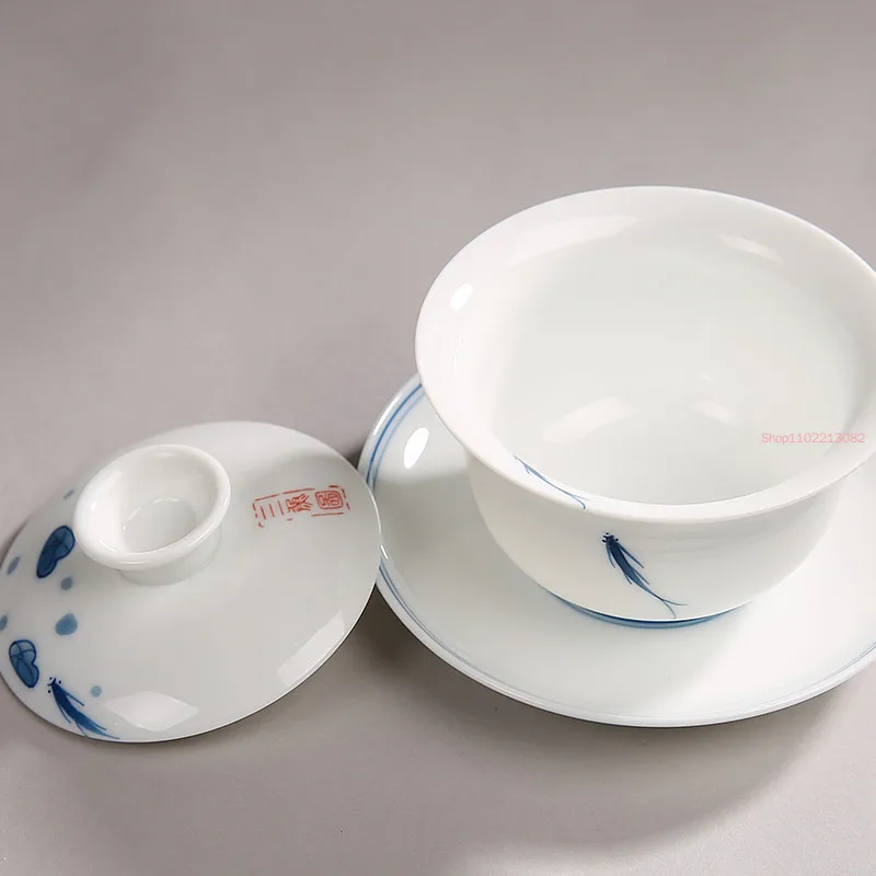 Jingdezhen Ceramic Large Capacity Blue and White Porcelain Tureen Creative Tea Strainer Office Retro Hand-painted Tea Cup