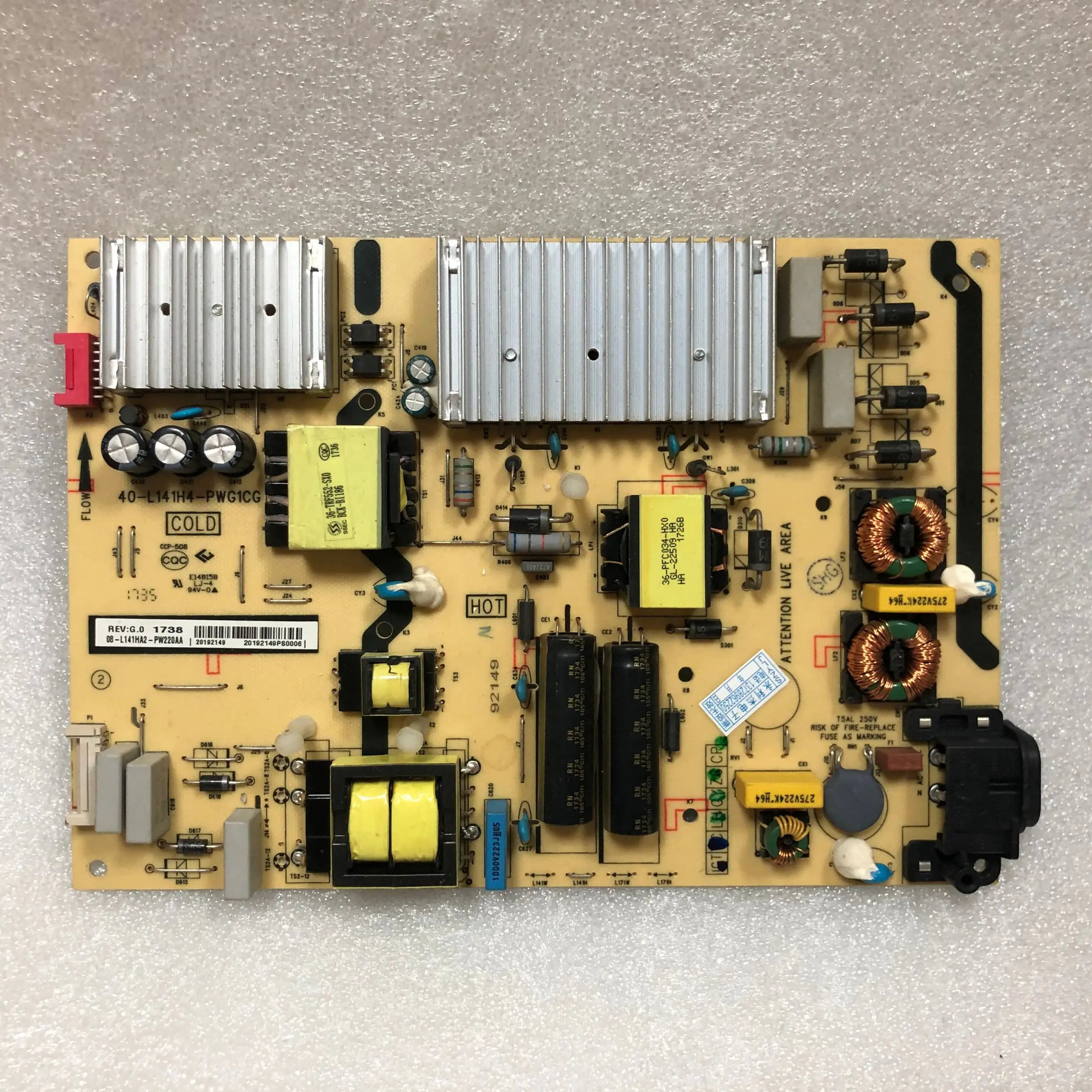 

1pcs/lot original L49P1A-F D49A620U 55N3G Power Supply Board 40-L141H4-PWG1CG 08-L141HA2