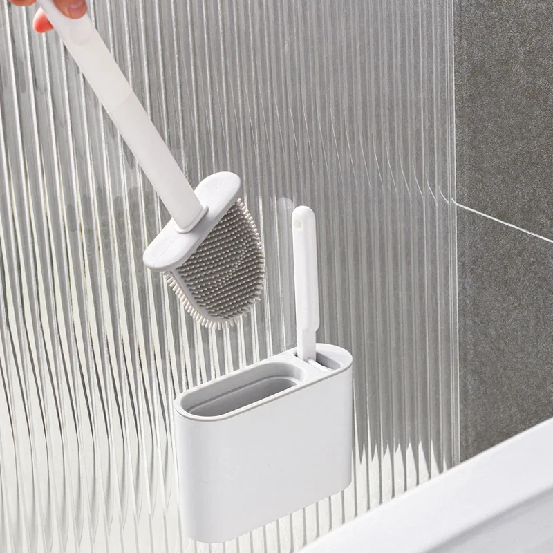 Silicone TPR Toilet Brush And Bracket Set Toilet Plunger And Brush Set Wall Hung Cleaning Bathroom Accessories