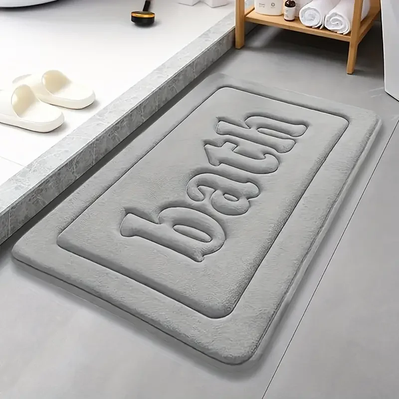 Plush Absorbent Bathroom Floor Mat - Soft, Anti-Slip, Flannel Water-Resistant Decor