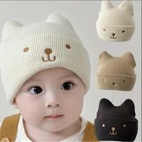 Cute Bear Knitted Newborn Baby Beanie Solid Color Infant Boys Girls Warm Hat Cap Winter Outdoor Warmer Toddler Hats Caps 1