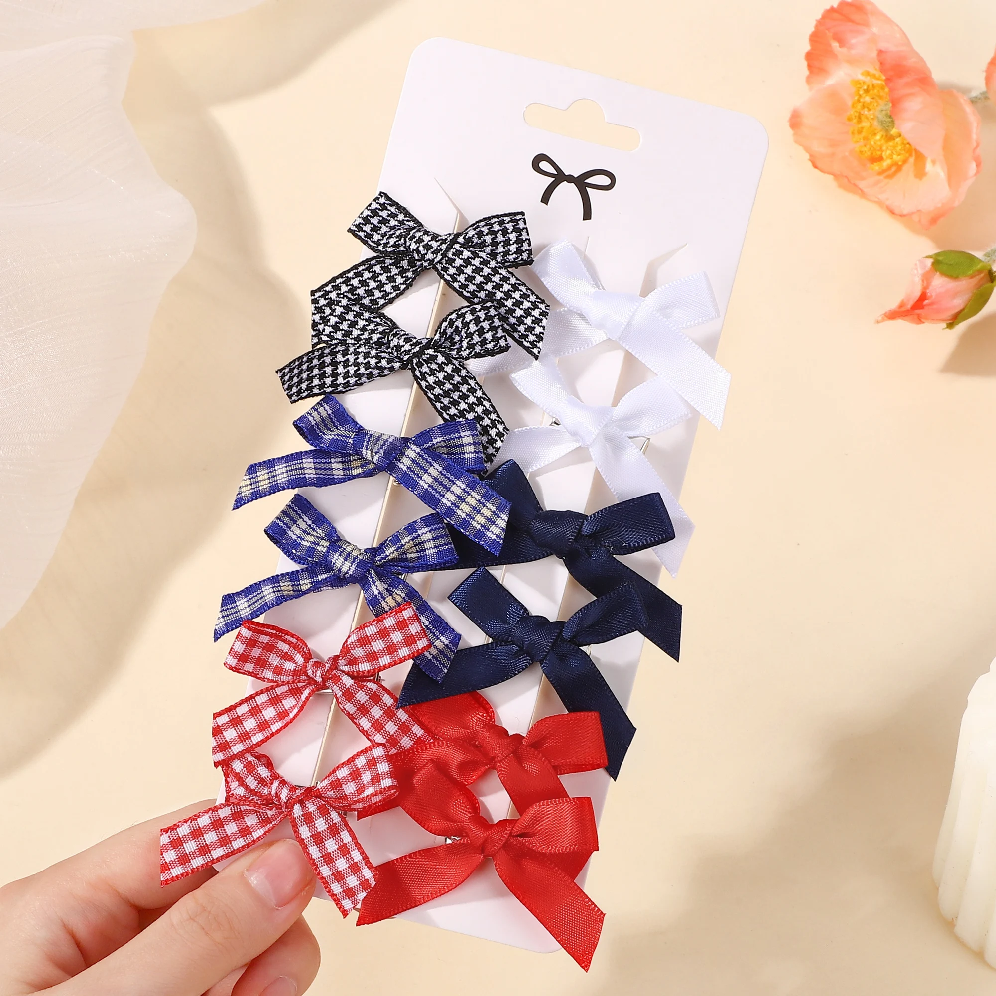 Children's Colorful Mini Hair Bow Clips - Pack of 10
