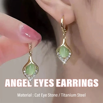 Luxury High-end Temperament Trendy Fashion Ladies Cat's Eye Stone Angel Eye Earrings,Earrings Jewelry Gift Accessories