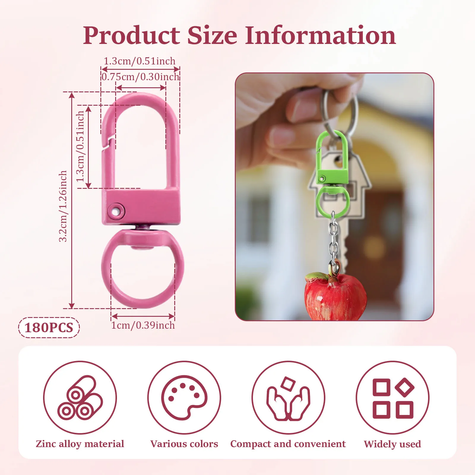 180/100Pcs Keychain Hooks Metal Swivel Lobster Claw Clasp for DIY Craft Jewelry Making Multi Color Swivel Clasp Lanyard Keychain