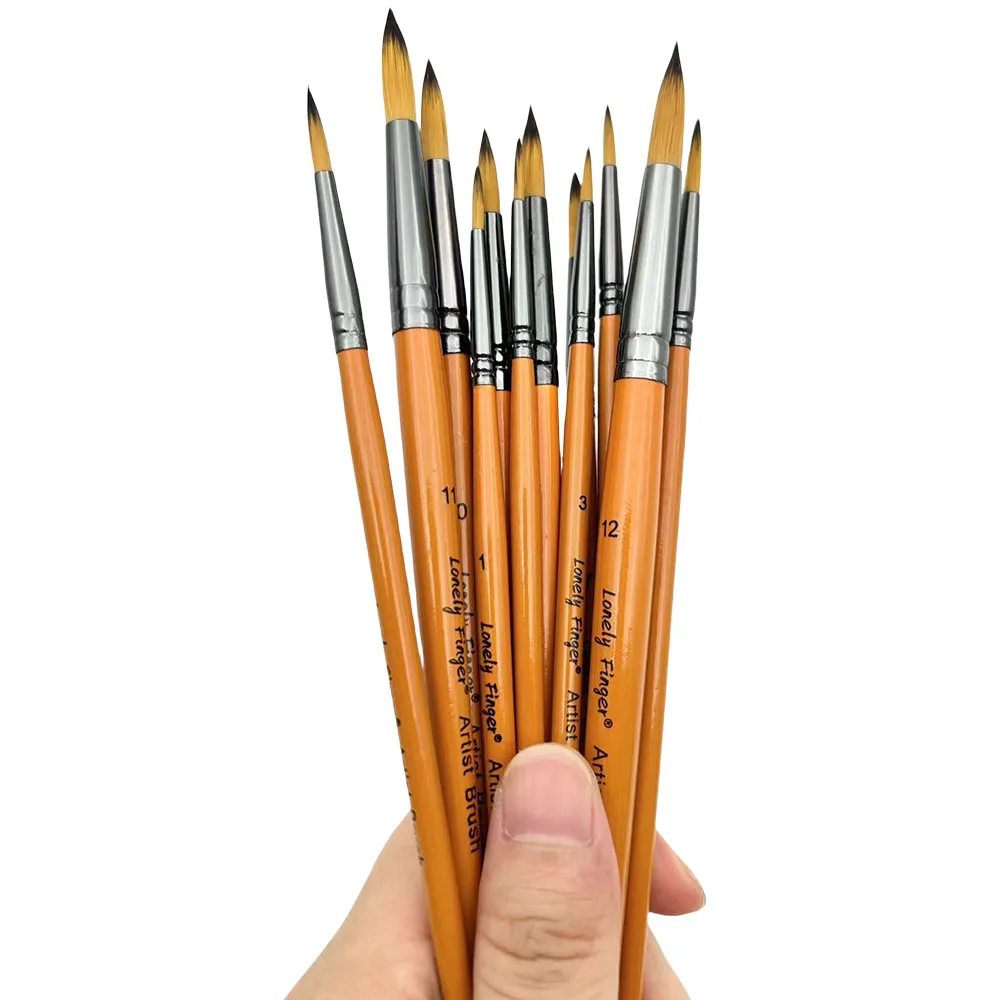 12pcs Professional Artist Painting Brush Oil Painting Watercolor Brush Set For Oil, Acrylic, Canvas, Gouache,Includes Fine Detai 6