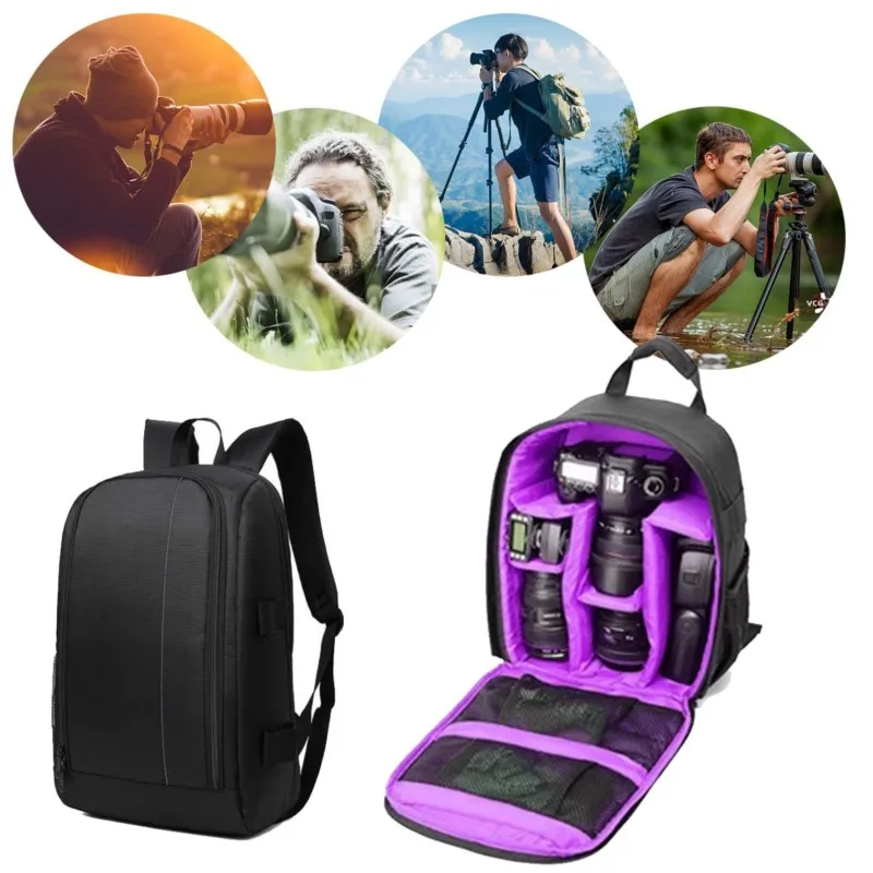 Borsa per fotocamera multifunzionale Zaino per fotografia all'aperto con obiettivo digitale Nikon Canon - immagine 3