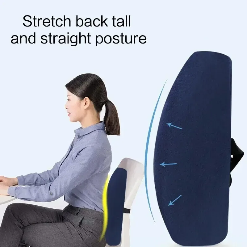 Car Seat Memory Foam Back Support Lumbar Pillow Waist Cushion Breathable Mesh Cover for Office Auto Chair Interior Accessories 3